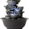 Goodsright Decor Indoor Fountains Tabletop Fountain Indoor Waterfall Fountain Stacked Rocks Water Feature Feng Shui Zen Meditation Relaxation Desktop Fountain with LED Light for Home and Office Decor(Style 8)