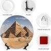 Goodsright Decor Ancient Egypt Pyramid Ceramic Decorative Plate Bone China Decorative Plates with Display Stand Dinner Plates Art Crafts Ceramic Ornaments for Wall Hanging Decoration