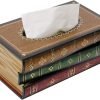 Goodsright Decor Crafted Classical Retro Wooden Antique Book Tissue Box Cover Rectangular Tissue Holder Dispenser Paper Cover Case Napkin Holder Home Decor for Bathroom Living Room Office car Kitchen