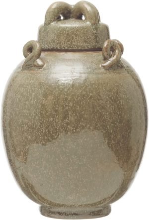 Goodsright Decor Stoneware Cachepot, Brown Reactive Glaze Decorative Storage, 6" L x 6" W x 9" H