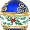 Goodsright Decor Faberg?? Egg 5-Inch Blown Glass Christmas Tree Ornament Mistletoe Leaves (Green Matte)