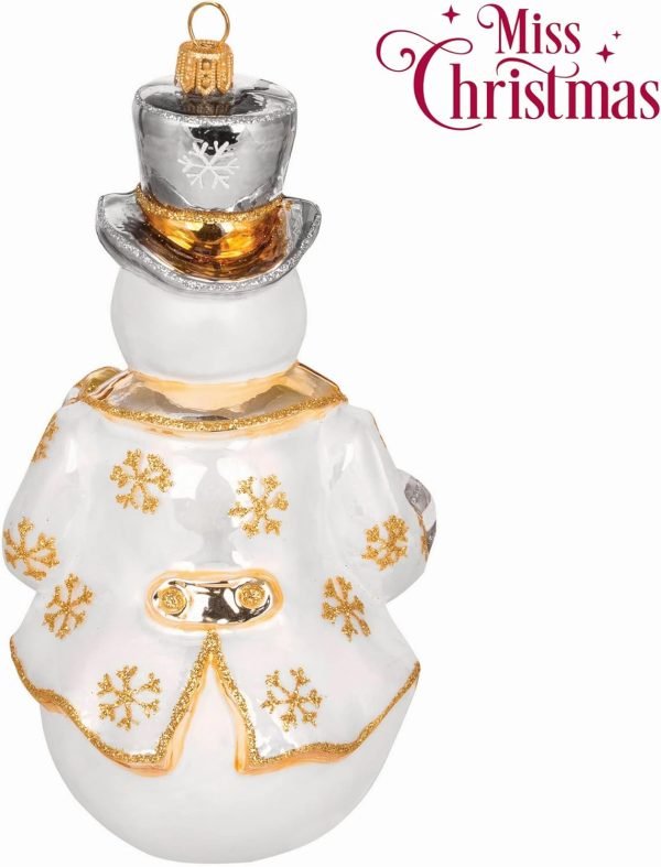 Goodsright Decor Miss Christmas Collection Fancy Snowman Blown Glass Christmas Tree Ornament (Elegant White Snowman)