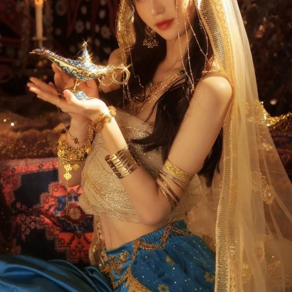 Goodsright Decor Classic Vintage Aladdin Magic Genie Costume Lamp Home Table Decoration & Gift, Golden Blue