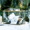 Goodsright Decor 10.2" x 5.9" x 7.9" Small Glass Cards Box with Slot and Lock for Wedding Reception - Birthdays Party Card Holder, Home Geometric Decorative, Clear Gold Terrarium (Glass Box Only)