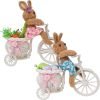 Goodsright Decor Set of 2 Easter Tabletop Decorations Plush Bunny Couple, 10" Easter Rabbits Ride Bike, Cute Animal Figurine for Girls' Gift, Easter Basket Filler Spring Home Kitchen Room Ornament