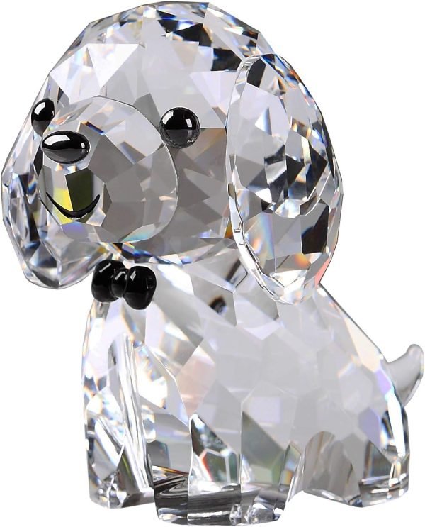 Goodsright Decor Crystal Dog Puppy Cute Valentines Day Sweet Gifts Figurine Collection Animal Collectible Ornament Lovely (Gold)