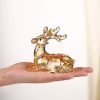 Goodsright Decor Crystal Deer Animals Lovely Elegant Craft Decorations for Home Ornaments Christmas Collectible Birthday Gifts Reindeer Figurines (Gold)