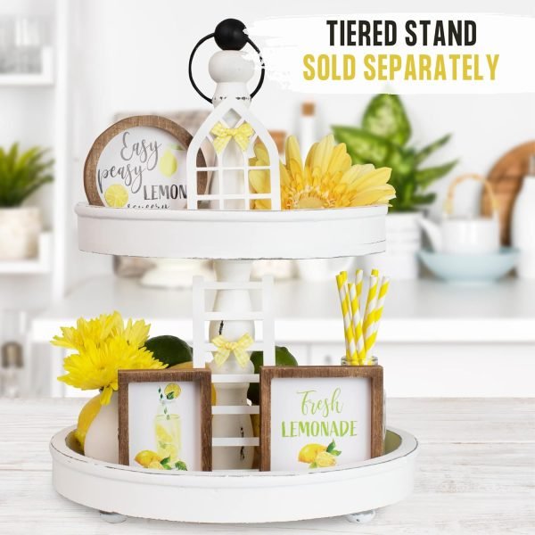 Goodsright Decor The Ultimate Farmhouse Tiered Tray Decor Set - Beautiful Year Round Seasonal & Fall Holiday Decoration Bundle - The Perfect Lemon and Summer Centerpiece Design for Home & Kitchen Decor
