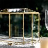 Goodsright Decor 10.2" x 5.9" x 7.9" Small Glass Cards Box with Slot and Lock for Wedding Reception - Birthdays Party Card Holder, Home Geometric Decorative, Clear Gold Terrarium (Glass Box Only)