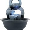 Goodsright Decor Indoor Fountains Tabletop Fountain Indoor Waterfall Fountain Stacked Rocks Water Feature Feng Shui Zen Meditation Relaxation Desktop Fountain with LED Light for Home and Office Decor(Style 8)
