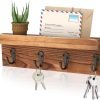 Goodsright Decor Rustic Key Holder for Wall, Farmhouse Wall Shelf with 4 Hooks, Wall Mounted Key Racks, Wooden Mail Organizer with Hooks for Entryway (Brown)