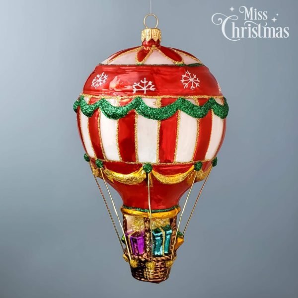 Goodsright Decor Christmas  Collection Holiday Balloon Blown Glass Christmas Tree Ornament (Balloon with Gifts)