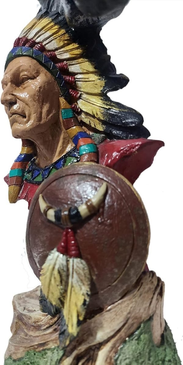 Goodsright Decor Native American Indian Chief and Horse Statue Ethnic Unique Handmade Sculpture Indian Warrior Bust Home & Office Decor Farmhouse Gift Idea