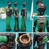 Goodsright Decor 3 Pack African Women Sculpture,7.5" Women Figurines Exotic Tribal Lady Figurine Black Women Statue Home Office Decor Vintage Collectible Art Crafts Desktop Ornaments Decorations Gift (Green)