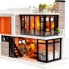Goodsright Decor DIY Miniature Dollhouse Wooden Furniture Kit,Handmade Mini Modern Villa Model,1:24 Scale Creative Doll House Toys ES009