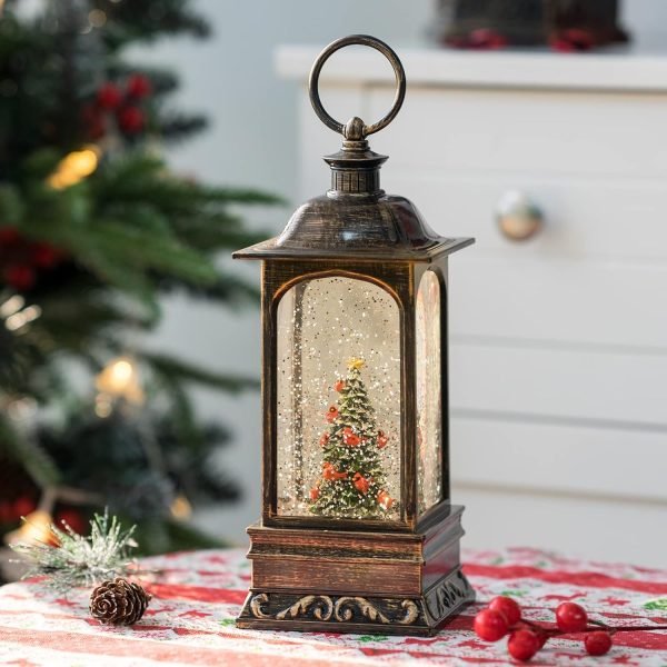 Goodsright Decor Christmas Snow Globes, Cardinal Christmas Tree Water Lantern, USB Powered & Battery, Holiday Decorations Gifts for Family, Children or Friends