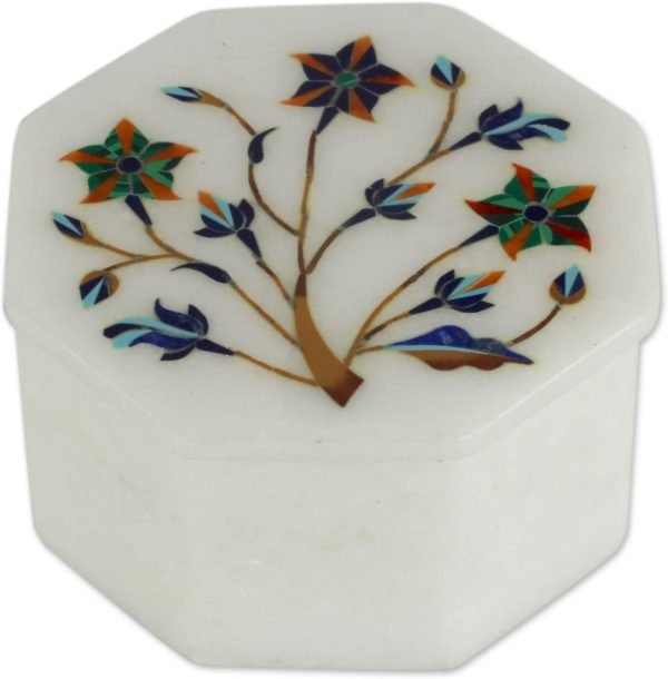 Goodsright Decor Mughal Garland Marble Inlay Jewelry Box