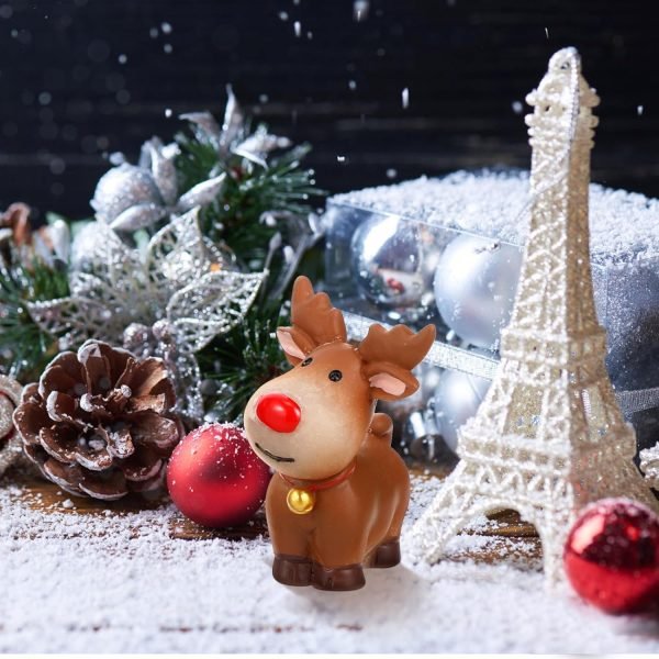 Goodsright Decor 5 Pcs Mini Reindeer Statue Cartoon Antler Deer Elk Pattern Figurine Animal Cake Topper Desktop Decorative Ornaments for Children Kids Style 1