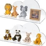 Goodsright Decor Cloud-Shaped Clear Acrylic Floating Shelves XL 2-Pack for Toys, Ornaments, Essential Oils & More, 12.7" L x 4.7" W x 5.5" H Spacious Room Decoration Display for Kids Room, Bathroom & Bedroom