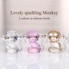 Goodsright Decor Crystal Cheerful Monkey Cute Animals Lovely Craft Decorations for Home Ornaments Christmas Collectible Birthday Gifts Figurines (White)