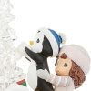 Goodsright Decor Precious Moments Light Up Figurine | Tree-mendous Fun Girl with Penguins | LED Lighted Resin/Acrylic Tabletop Christmas Tree Figurine | Holiday Decor & Gift | Hand-Painted