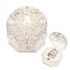 Goodsright Decor Vintage Jewelry Box for Women 1950s, Trinket Boxes Crystal Small Jewelry Box for Girls, Ring &Earring Holder Organizer, Antique Jewelry Case, White Jewelry Box with Pearl and Rhinestone