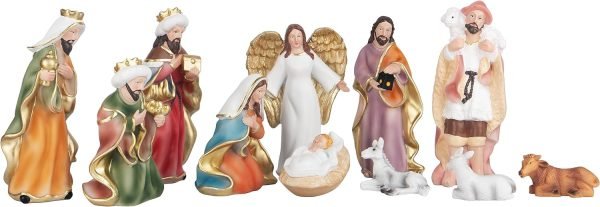 Goodsright Decor Christmas Nativity Set,7.5" Colorful Collectible Religious Decoration, Indoor Holiday Decoration in Gift Box 11-Piece Set