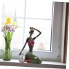 Goodsright Decor 2 Pcs African Woman Ornament Resin Statue Dragon Keychain Black Women Figurine Crafted African Figurine Ethnic Figurine House Decorations for Home Tribal Miss Human Body Gift