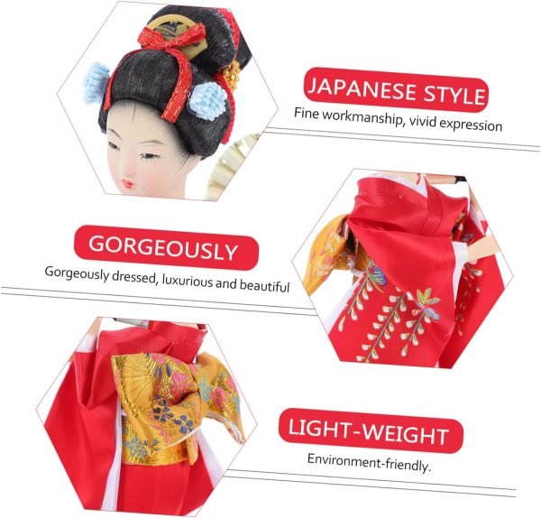 Goodsright Decor 4 Pcs Doll Ornaments Girl Handicrafts Statuette Traditional Japanese Doll Porcelain Dolls Car Dashboard Doll Japanese Art Craft Collectible Dolls Home Textile Miss Display Kimono