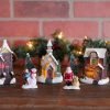 Goodsright Decor Miniature LED Lighted 10-Piece Christmas Village Scene with Santa - Small Decorative Mini Light Up Tabletop Mantel Shelf Xmas Winter Decorations Home Decor