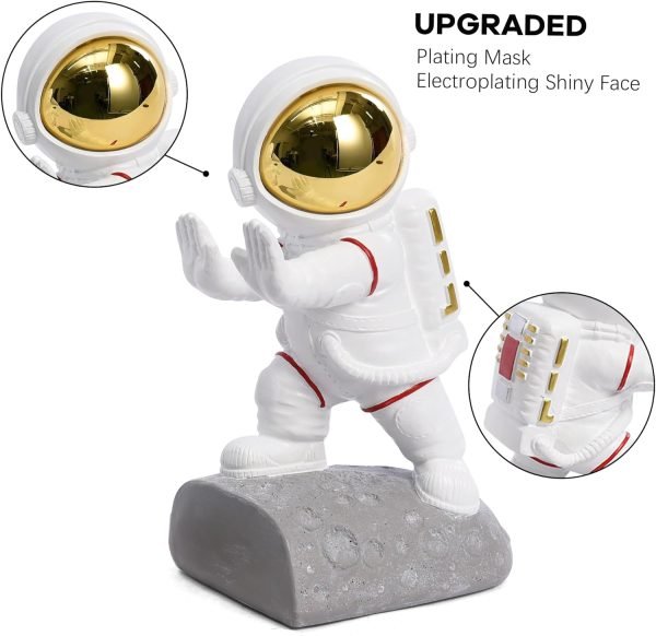 Goodsright Decor Space Decor Bookends, Resin Astronaut Bookshelf Ends for Kids Rooms Gold Book Ends for Heavy Books Fun Heavy Duty Book End Holder Astronaut Figurine Statue for Office Home Room(D-Gold)
