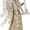 Goodsright Decor Angel Christmas Tree Topper Gold Glitter Christmas Treetop Decoration Coated Metal Angel Xmas Tree Topper Ornaments for Holiday Home Office Shopping Mall Decor