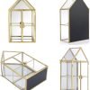 Goodsright Decor 2 Tier Clear Glass Storage Box, Gold Mirrored Jewelry Makeup Display Organizer Case, Decorative Tower box Storage for Trinket Perfume Lipstick Figure Statue Toy Display, House Shape