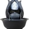 Goodsright Decor Indoor Fountains Tabletop Fountain Indoor Waterfall Fountain Stacked Rocks Water Feature Feng Shui Zen Meditation Relaxation Desktop Fountain with LED Light for Home and Office Decor(Style 8)