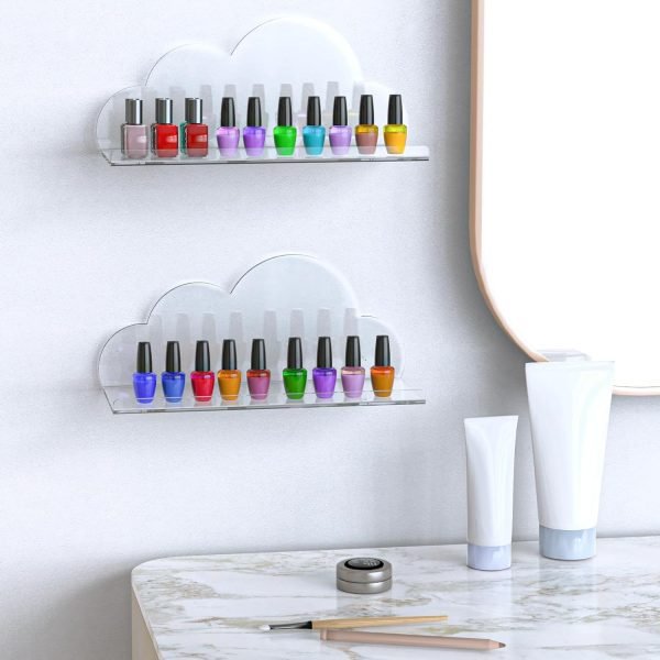 Goodsright Decor Cloud-Shaped Clear Acrylic Floating Shelves XL 2-Pack for Toys, Ornaments, Essential Oils & More, 12.7" L x 4.7" W x 5.5" H Spacious Room Decoration Display for Kids Room, Bathroom & Bedroom