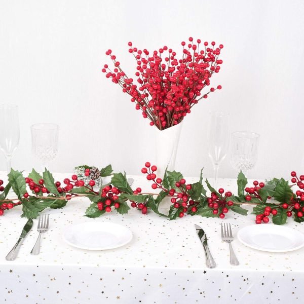 Goodsright Decor 6FT Red Berry Christmas Garland, Flexible Artificial Berry Garland for Indoor Outdoor Home Fireplace Decoration for Winter Christmas Holiday New Year Decor
