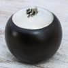 Goodsright Decor Artisan Handmade Wood Pewter Decorative Jar Elephant 4 In. Brown Thailand Accessories Jars Bottles Animal Themed [3.9in H x 3.9in Diam.] ' Elephant Orb' 4 Inch