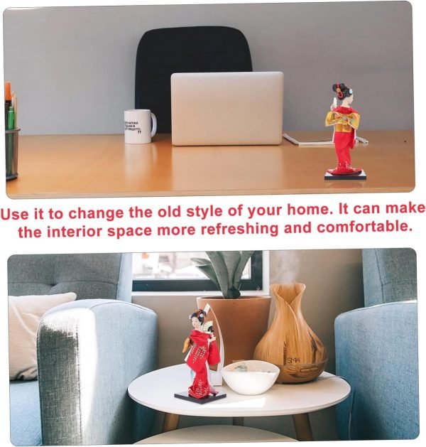 Goodsright Decor 4 Pcs Doll Ornaments Girl Handicrafts Statuette Traditional Japanese Doll Porcelain Dolls Car Dashboard Doll Japanese Art Craft Collectible Dolls Home Textile Miss Display Kimono