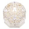 Goodsright Decor Vintage Jewelry Box for Women 1950s, Trinket Boxes Crystal Small Jewelry Box for Girls, Ring &Earring Holder Organizer, Antique Jewelry Case, White Jewelry Box with Pearl and Rhinestone