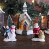 Goodsright Decor Miniature LED Lighted 10-Piece Christmas Village Scene with Santa - Small Decorative Mini Light Up Tabletop Mantel Shelf Xmas Winter Decorations Home Decor
