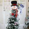 Goodsright Decor Christmas Tree Topper Snowman Top Hugger for Xmas Tree Holiday Decorations Winter Wonderland Decoration New Year Decorations Ornament with Hat Shawl and Poseable Arms