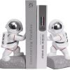 Goodsright Decor Space Decor Bookends, Resin Astronaut Bookshelf Ends for Kids Rooms Gold Book Ends for Heavy Books Fun Heavy Duty Book End Holder Astronaut Figurine Statue for Office Home Room(D-Gold)