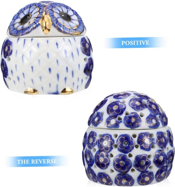 Goodsright Decor Owl Jewelry Box Meditation Aromatherapy Organizer Owl Shape Jar with Lid Aromatherapy Decoration Owl Shape Aroma Jar Ceramic Owl Jar Desktop Decor Ceramic Storage Jar