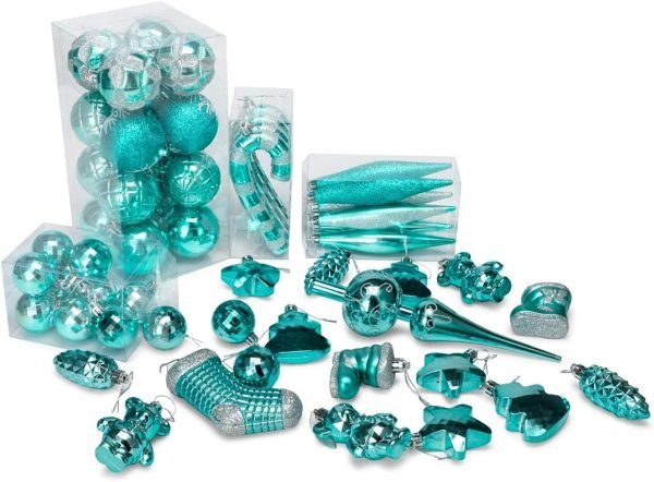 Goodsright Decor 54 Pieces Assorted Christmas Ornaments Tree Decoration Baubles in Gift Box (Champagne, Gift Box)