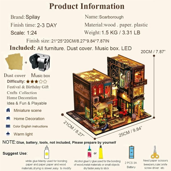 Goodsright Decor DIY Miniature Dollhouse Wooden Furniture Kit,Handmade Mini Modern Villa Model,1:24 Scale Creative Doll House Toys ES009