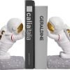 Goodsright Decor Space Decor Bookends, Resin Astronaut Bookshelf Ends for Kids Rooms Gold Book Ends for Heavy Books Fun Heavy Duty Book End Holder Astronaut Figurine Statue for Office Home Room(D-Gold)