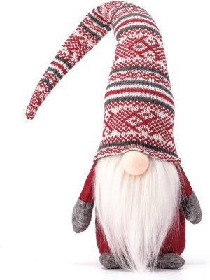 Goodsright Decor Holiday Gnome Handmade Swedish Tomte, Christmas Elf Decoration Ornaments Thanks Giving Day Gifts Swedish Gnomes tomte (Red Stripe - 19 Inches)