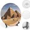 Goodsright Decor Ancient Egypt Pyramid Ceramic Decorative Plate Bone China Decorative Plates with Display Stand Dinner Plates Art Crafts Ceramic Ornaments for Wall Hanging Decoration