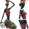 Goodsright Decor 2 Pcs African Woman Ornament Resin Statue Dragon Keychain Black Women Figurine Crafted African Figurine Ethnic Figurine House Decorations for Home Tribal Miss Human Body Gift