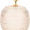 Goodsright Decor Glass Jewelry Jar Apple Shaped Box Clear Candy Containers Small Trinket Box Crystal Cosmetic Holder Powder Puff Container Box for Rings Earrings Necklace Candy Dish